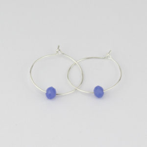 Pendientes Aro y Cristal de Roca - Azul